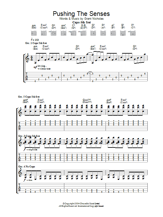 Feeder Pushing The Senses Sheet Music Notes & Chords for Guitar Tab - Download or Print PDF Feeder Pushing The Senses Sheet Music Notes & Chords for Guitar Tab - Download or Print PDF