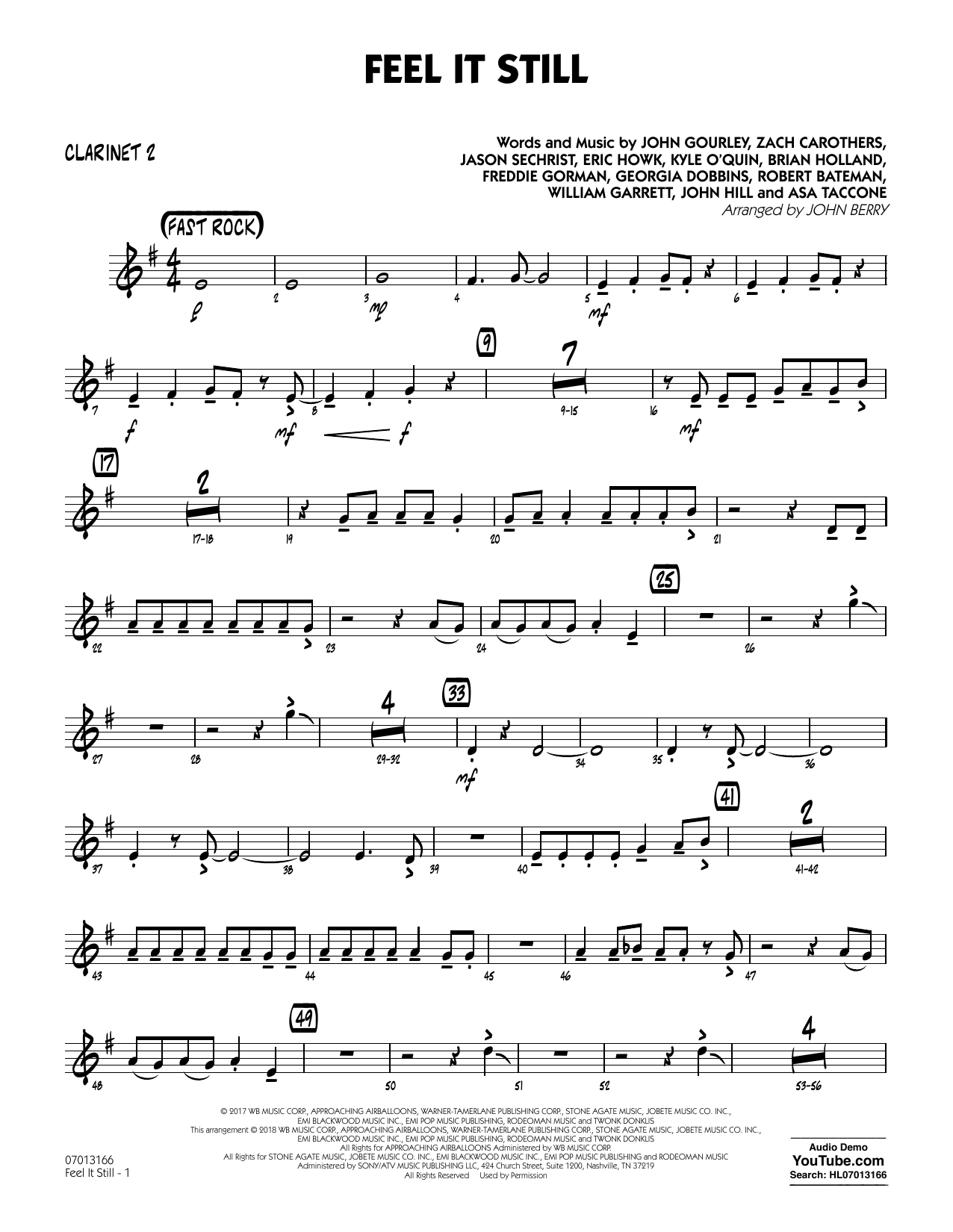 John Berry Feel It Still Bb Clarinet 2 Sheet Music Download Pdf Score 378645