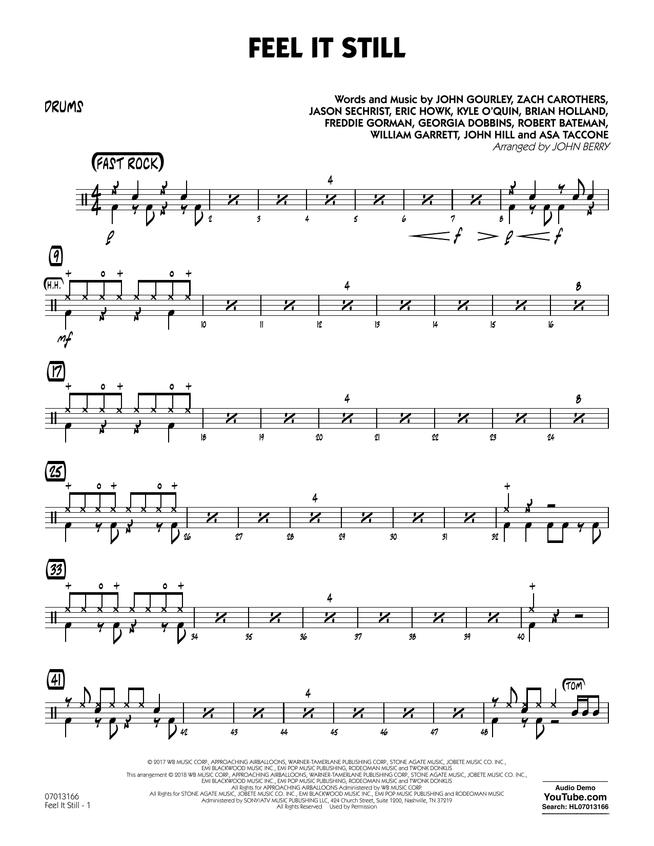 John Berry Feel It Still Drums Sheet Music Download Pdf Score 378641