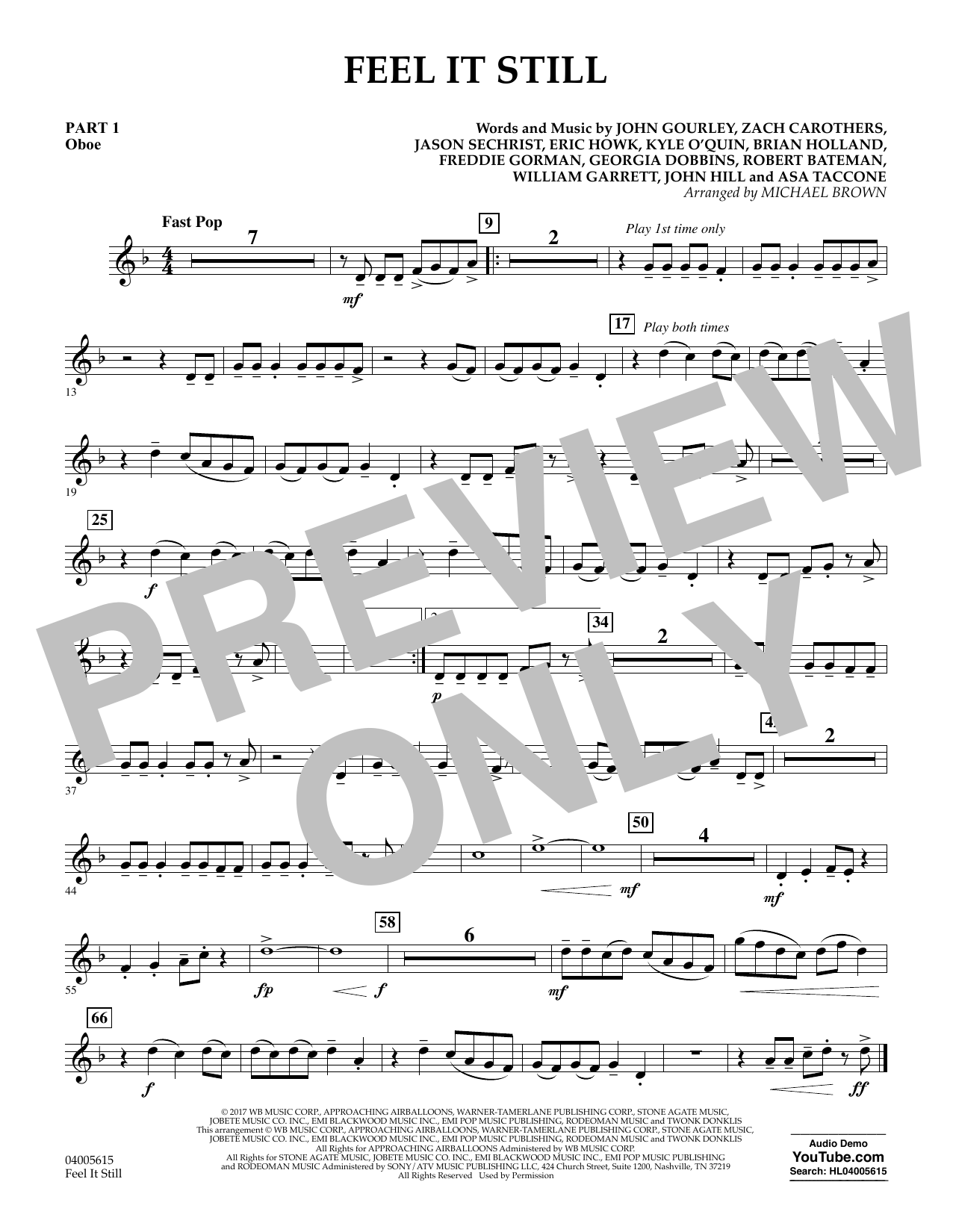 Michael Brown Feel It Still Pt 1 Oboe Sheet Music Download Pdf Score 381931