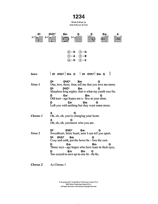Feist 1234 Sheet Music Notes & Chords for Lyrics & Chords - Download or Print PDF