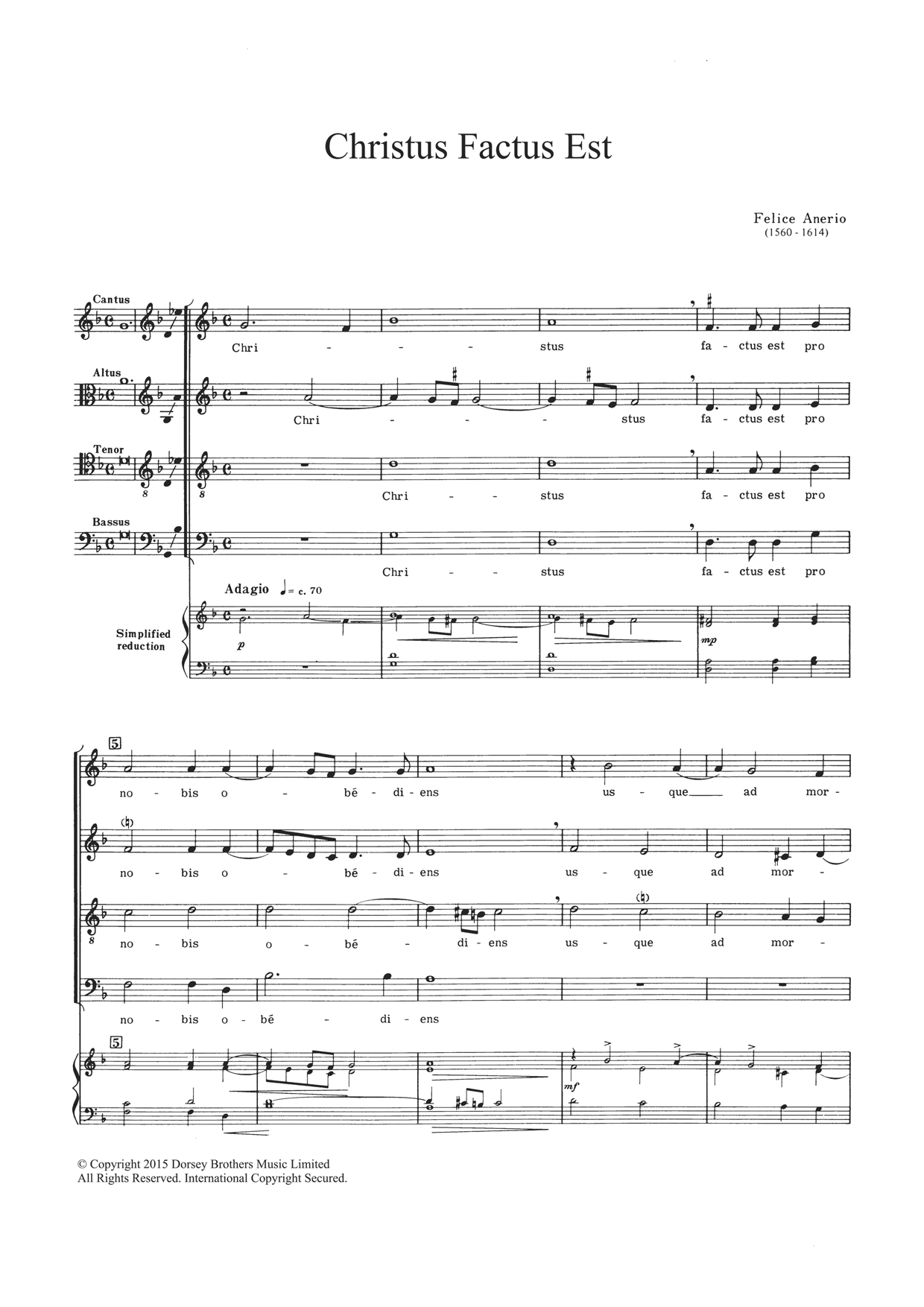 Felice Anerio Christus Factus Est Sheet Music Notes & Chords for Choir - Download or Print PDF