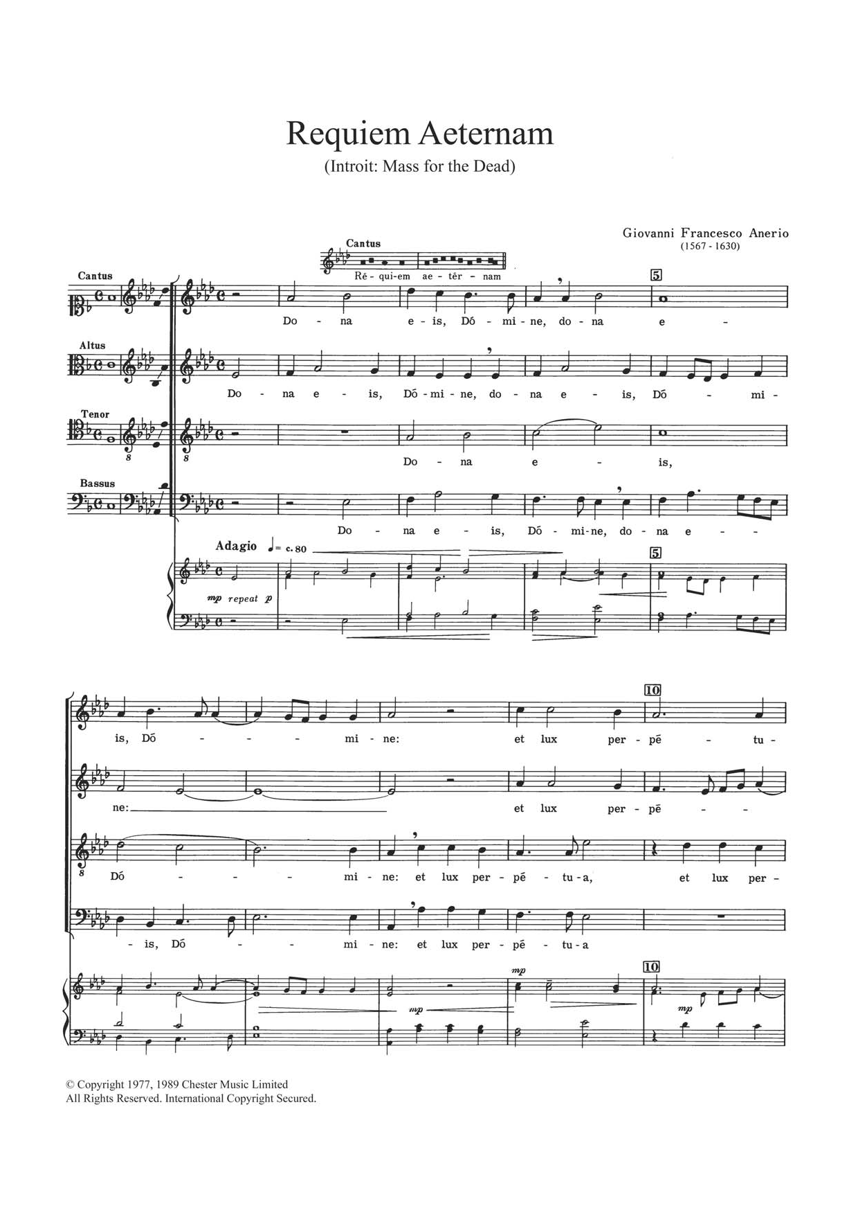 Felice Anerio Requiem Aeternam Sheet Music Notes & Chords for Choir - Download or Print PDF