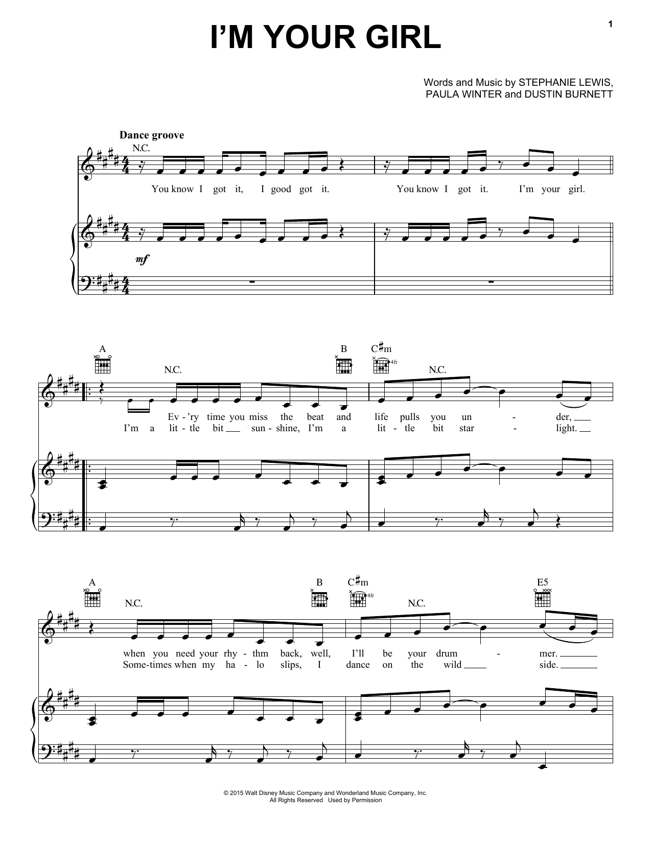 Felicia Barton I'm Your Girl (from Disney's Descendants) Sheet Music Notes & Chords for Piano, Vocal & Guitar (Right-Hand Melody) - Download or Print PDF