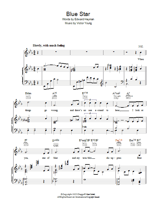 Felicia Sanders Blue Star (The Medic Theme) Sheet Music Notes & Chords for Piano, Vocal & Guitar - Download or Print PDF