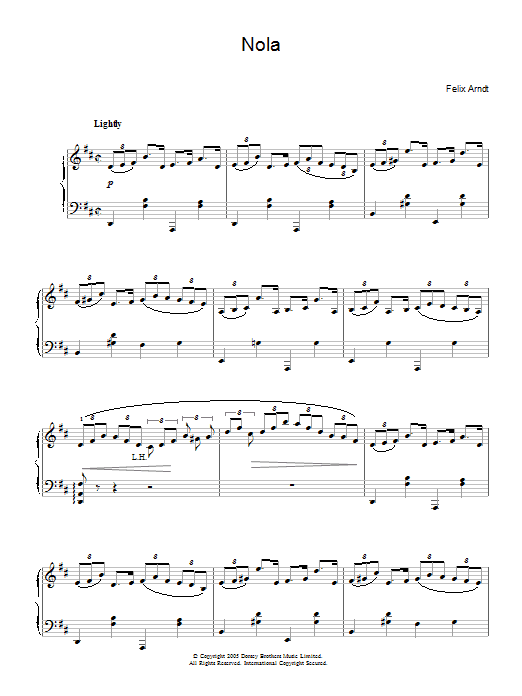 Felix Arndt Nola Sheet Music Notes & Chords for Xylophone Solo - Download or Print PDF