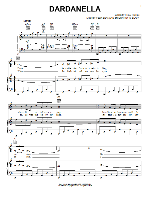 Felix Bernard Dardanella Sheet Music Notes & Chords for Melody Line, Lyrics & Chords - Download or Print PDF