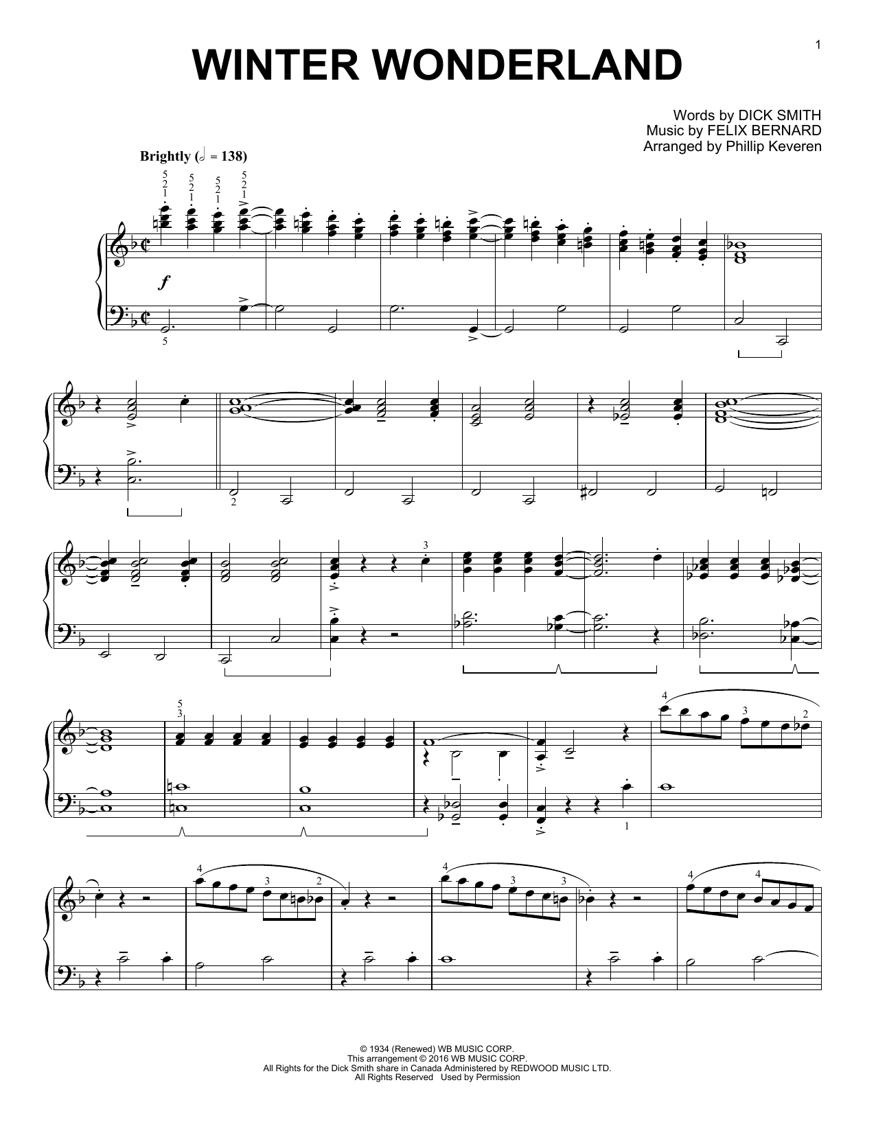 Phillip Keveren Winter Wonderland Sheet Music Notes & Chords for Piano - Download or Print PDF