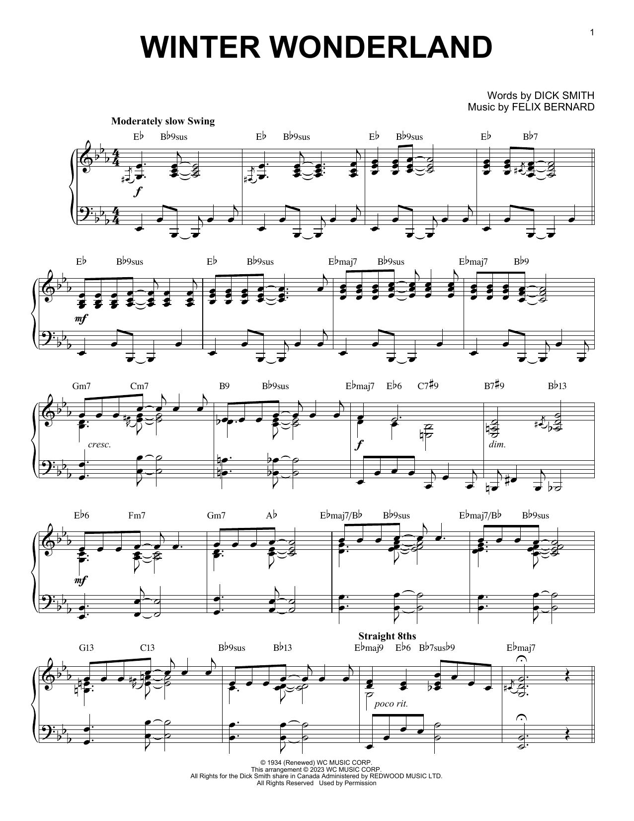 Felix Bernard Winter Wonderland [Boogie Woogie version] (arr. Brent Edstrom) Sheet Music Notes & Chords for Piano Solo - Download or Print PDF