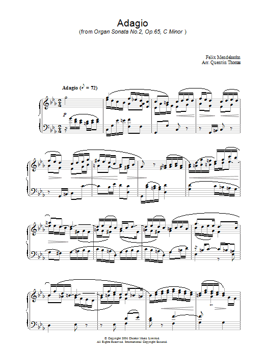 Felix Mendelssohn Adagio Sheet Music Notes & Chords for Piano - Download or Print PDF