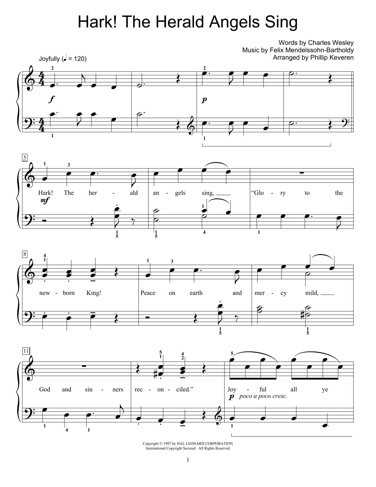 Felix Mendelssohn-Bartholdy Hark! The Herald Angels Sing Sheet Music Notes & Chords for Educational Piano - Download or Print PDF