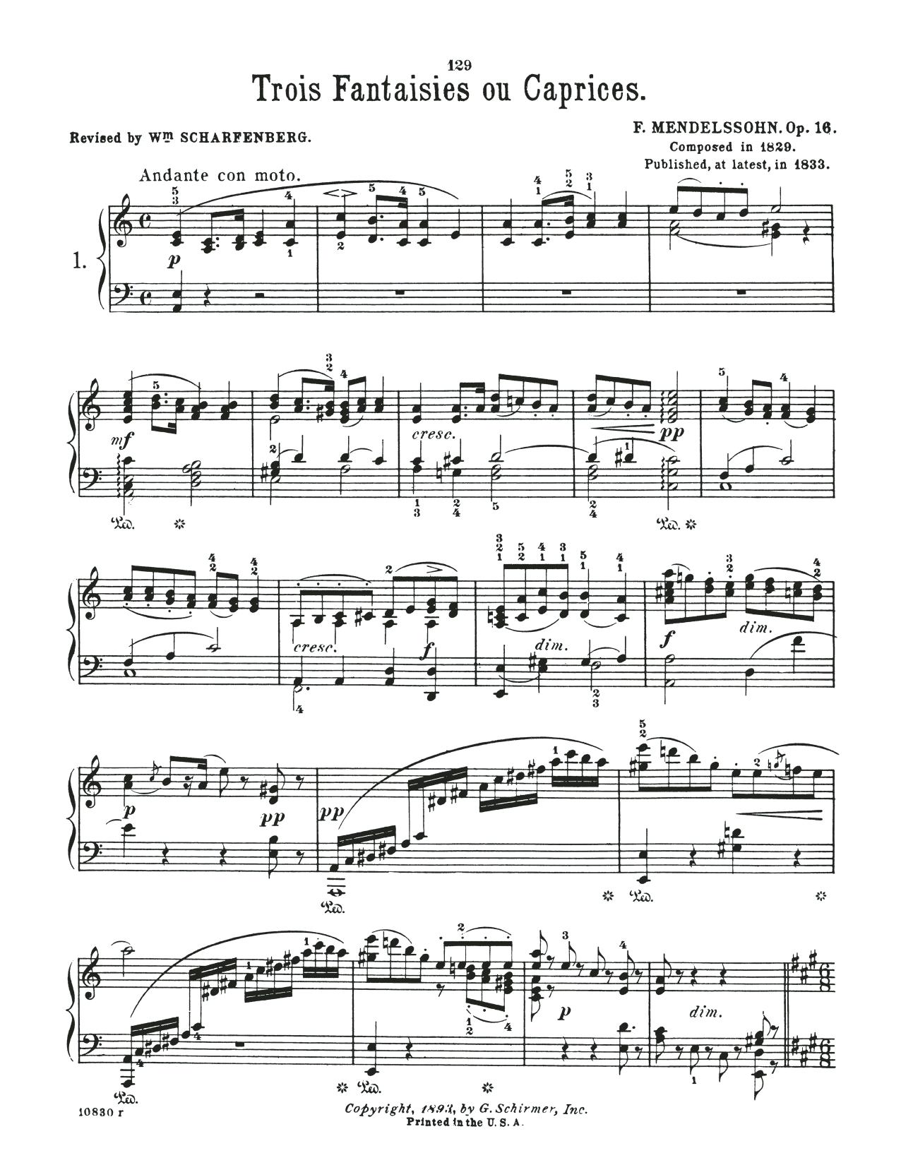 Felix Mendelssohn Fantasia In A Minor, Op. 16, No. 1 Sheet Music Notes & Chords for Piano Solo - Download or Print PDF