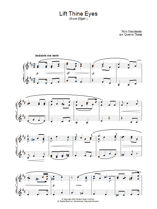Felix Mendelssohn Lift Thine Eyes Sheet Music Notes & Chords for Piano - Download or Print PDF