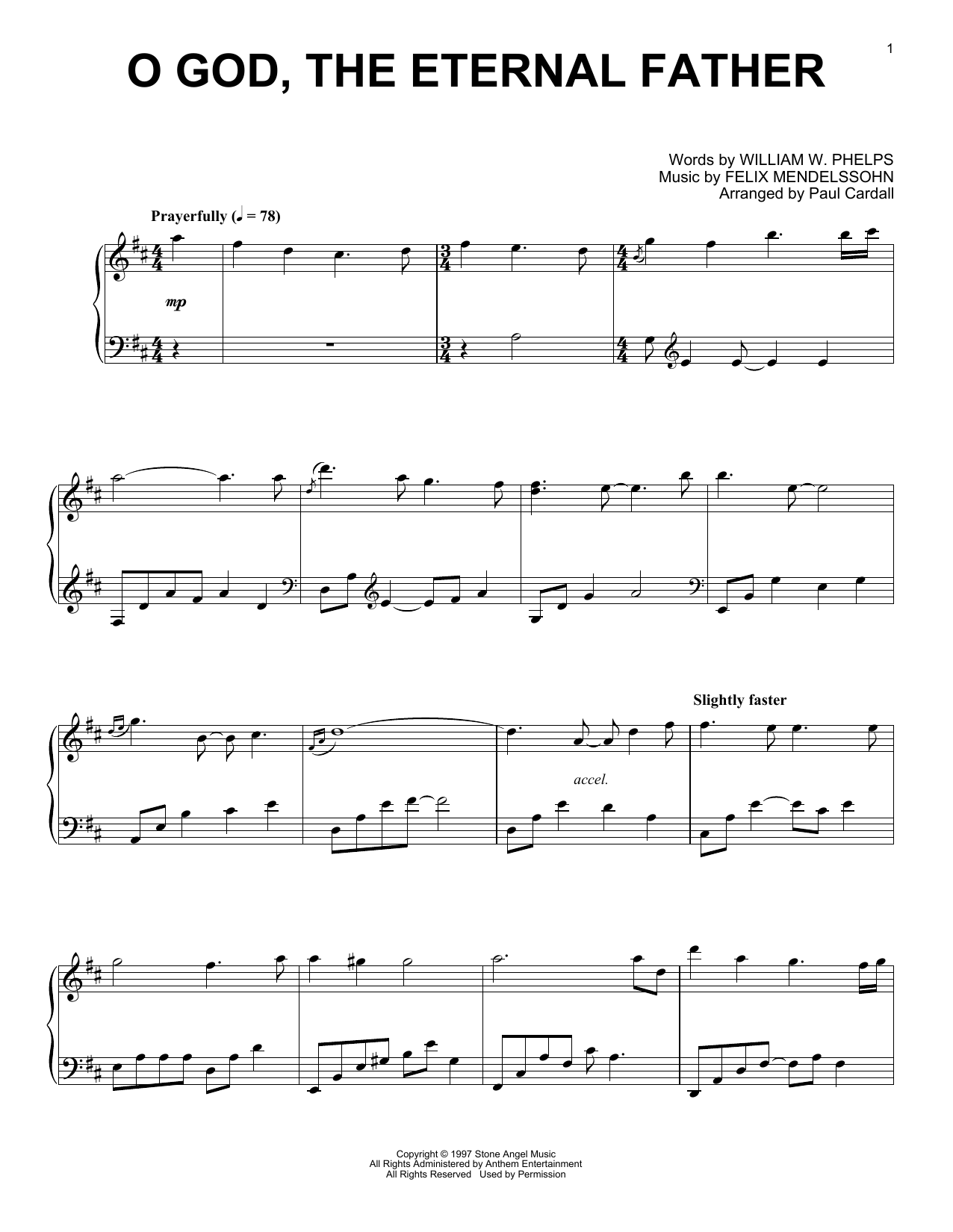 Felix Mendelssohn O God, The Eternal Father (arr. Paul Cardall) Sheet Music Notes & Chords for Piano Solo - Download or Print PDF