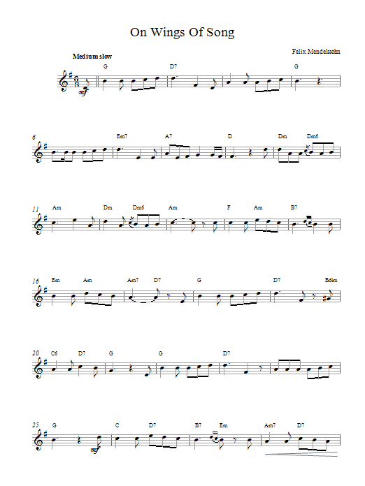 Felix Mendelssohn On Wings Of Song Sheet Music Notes & Chords for Keyboard - Download or Print PDF