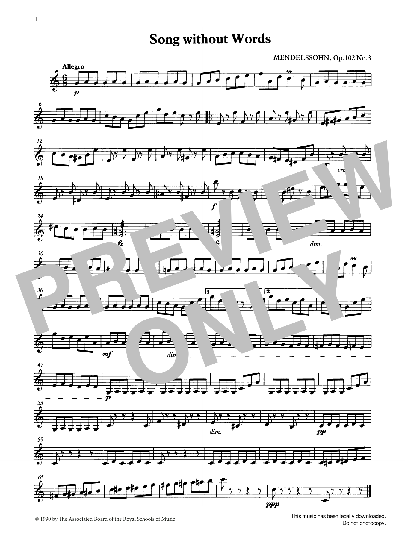 Felix Mendelssohn Song without Words from Graded Music for Tuned Percussion, Book III Sheet Music Notes & Chords for Percussion Solo - Download or Print PDF