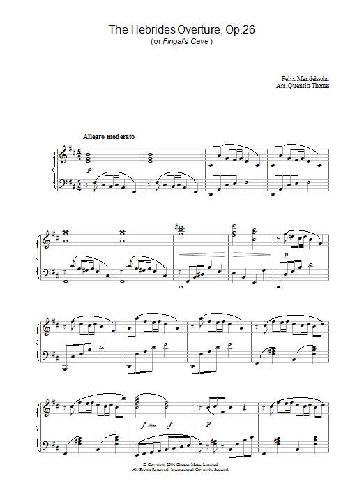 Felix Mendelssohn The Hebrides Overture, Op.26 Sheet Music Notes & Chords for Piano - Download or Print PDF