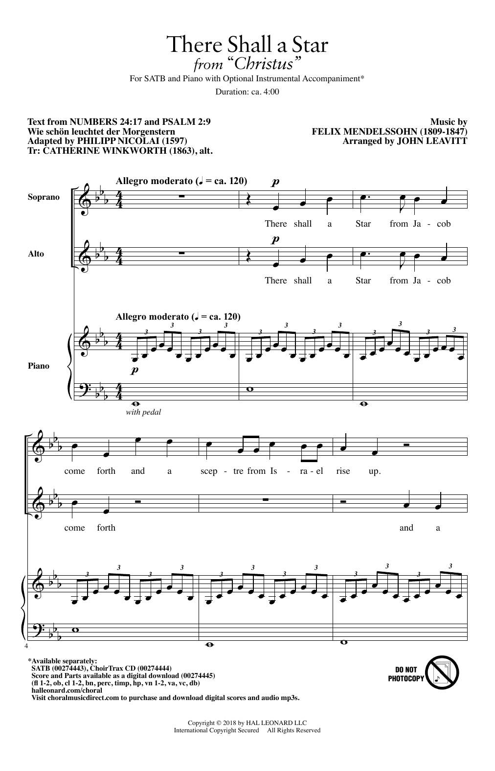 Felix Mendelssohn There Shall A Star (arr. John Leavitt) Sheet Music Notes & Chords for SATB - Download or Print PDF