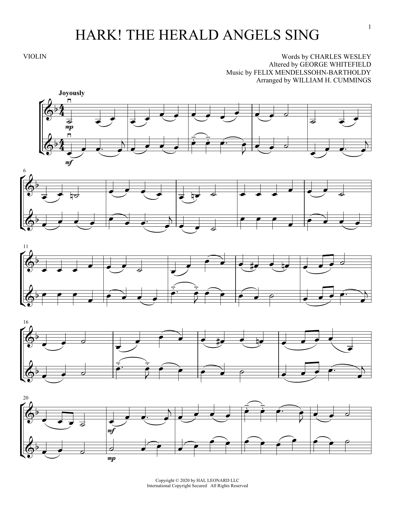 Preview Felix Mendelssohn-Bartholdy Hark! The Herald Angels Sing Christmas sheet music, notes and chords for Voice, SKU: 194098 Hark! The Herald Angels Sing sheet music