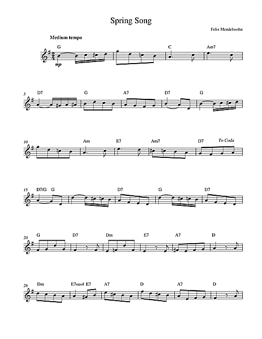 Spring Song, from Songs Without Words, Op.62 sheet music