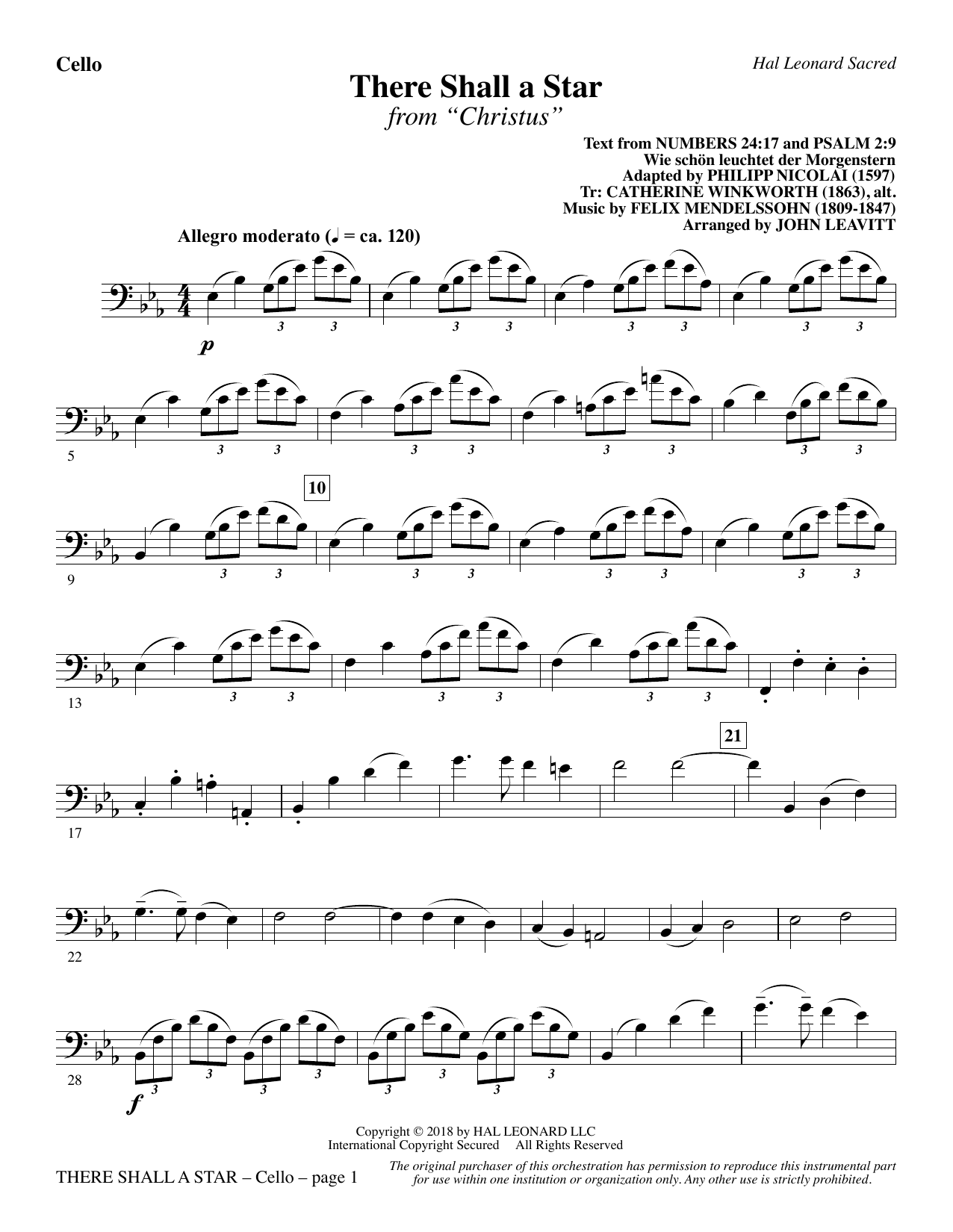 There Shall a Star (arr. John Leavitt) - Cello sheet music