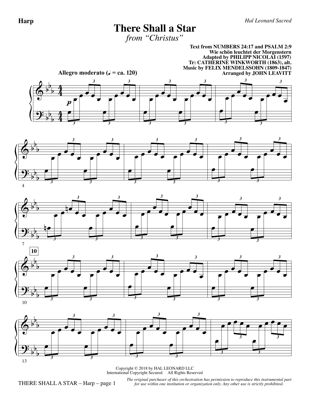 There Shall a Star (arr. John Leavitt) - Harp sheet music