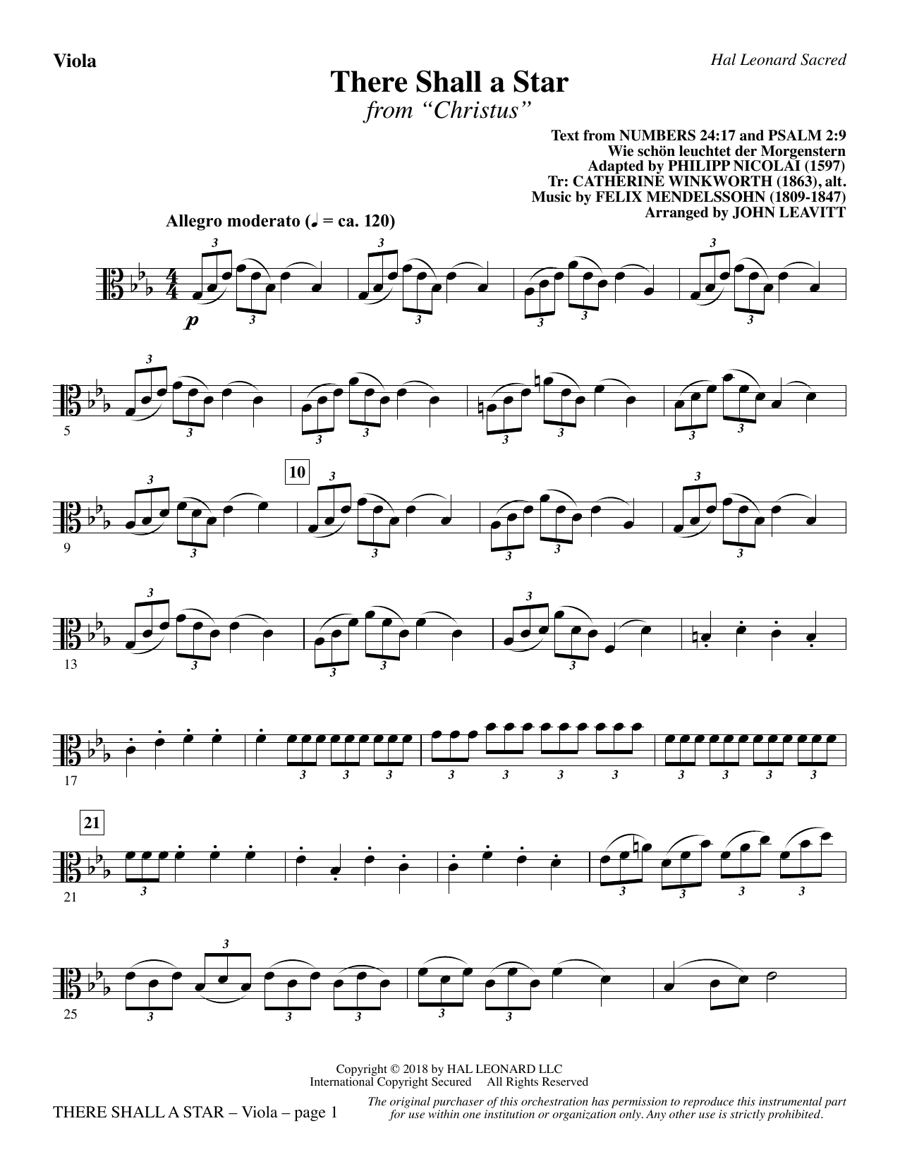 There Shall a Star (arr. John Leavitt) - Viola sheet music