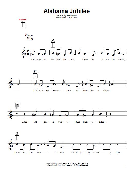 Ferco String Band Alabama Jubilee Sheet Music Notes & Chords for Ukulele - Download or Print PDF