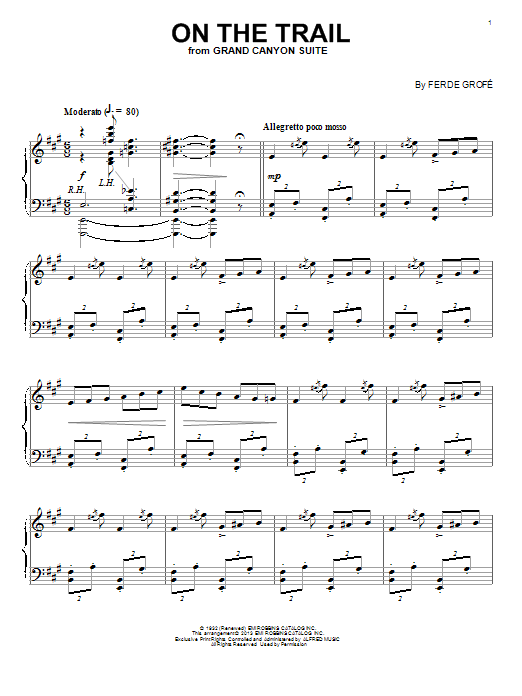 Ferde Grofe On The Trail Sheet Music Notes & Chords for Piano - Download or Print PDF