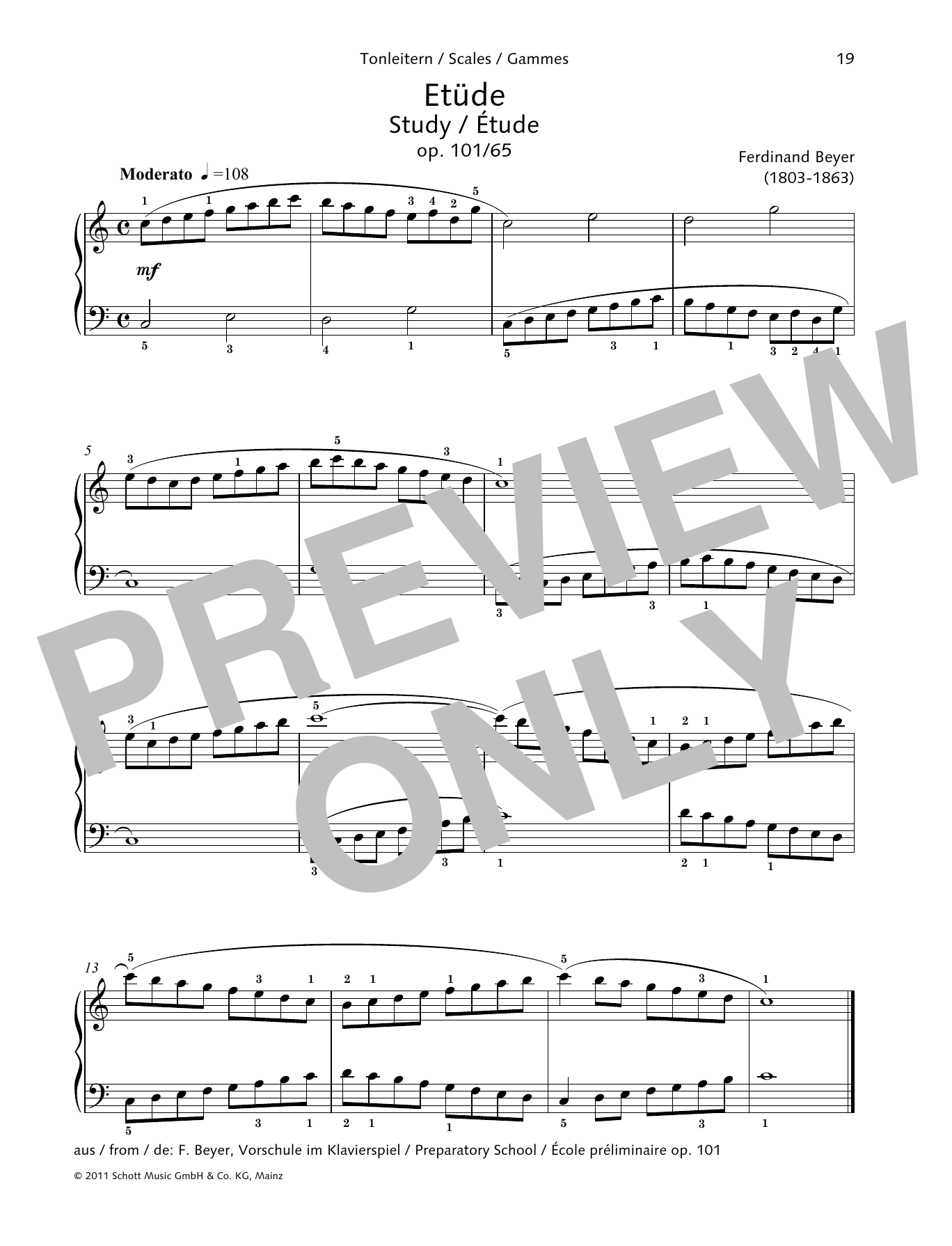 Ferdinand Beyer Study Sheet Music Notes & Chords for Piano Solo - Download or Print PDF