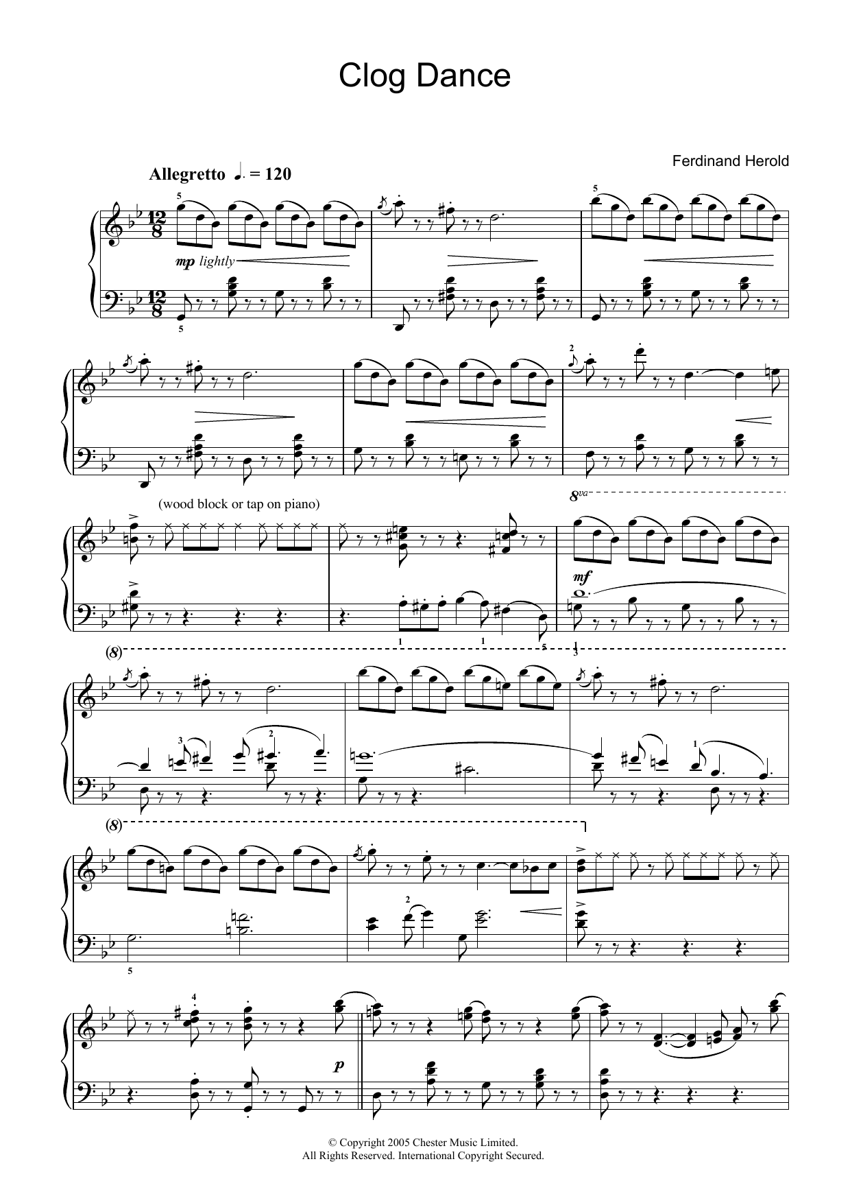 Ferdinand Herold Clog Dance from La Fille Mal Gardée Sheet Music Notes & Chords for Piano - Download or Print PDF