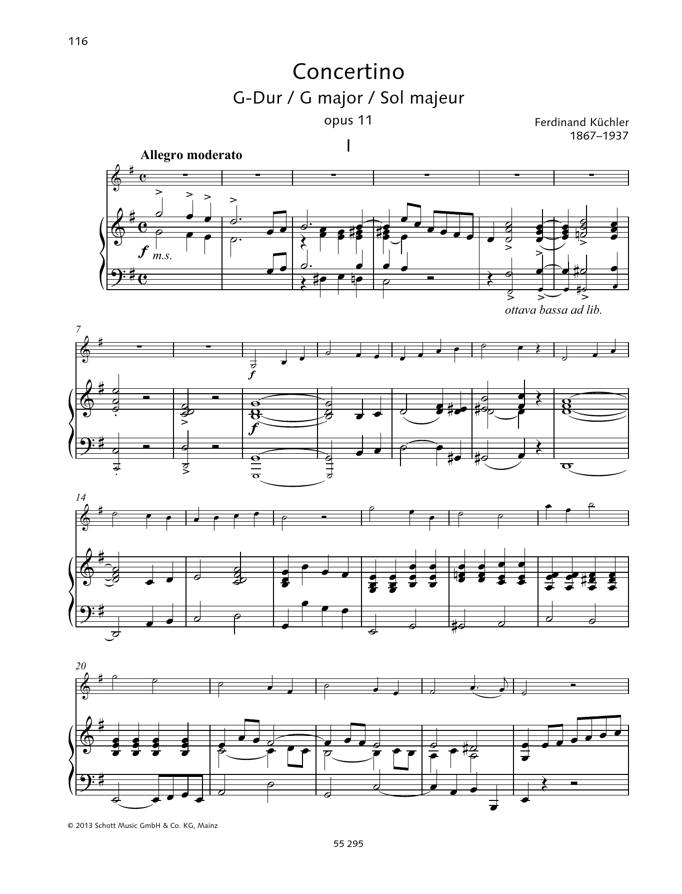 Ferdinand Küchler Concertino G major Sheet Music Notes & Chords for String Solo - Download or Print PDF