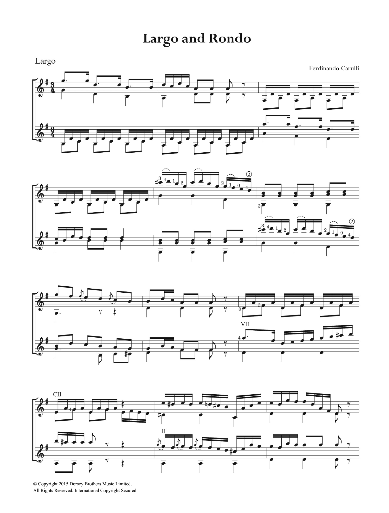 Ferdinando Carulli Largo and Rondo Sheet Music Notes & Chords for Guitar - Download or Print PDF