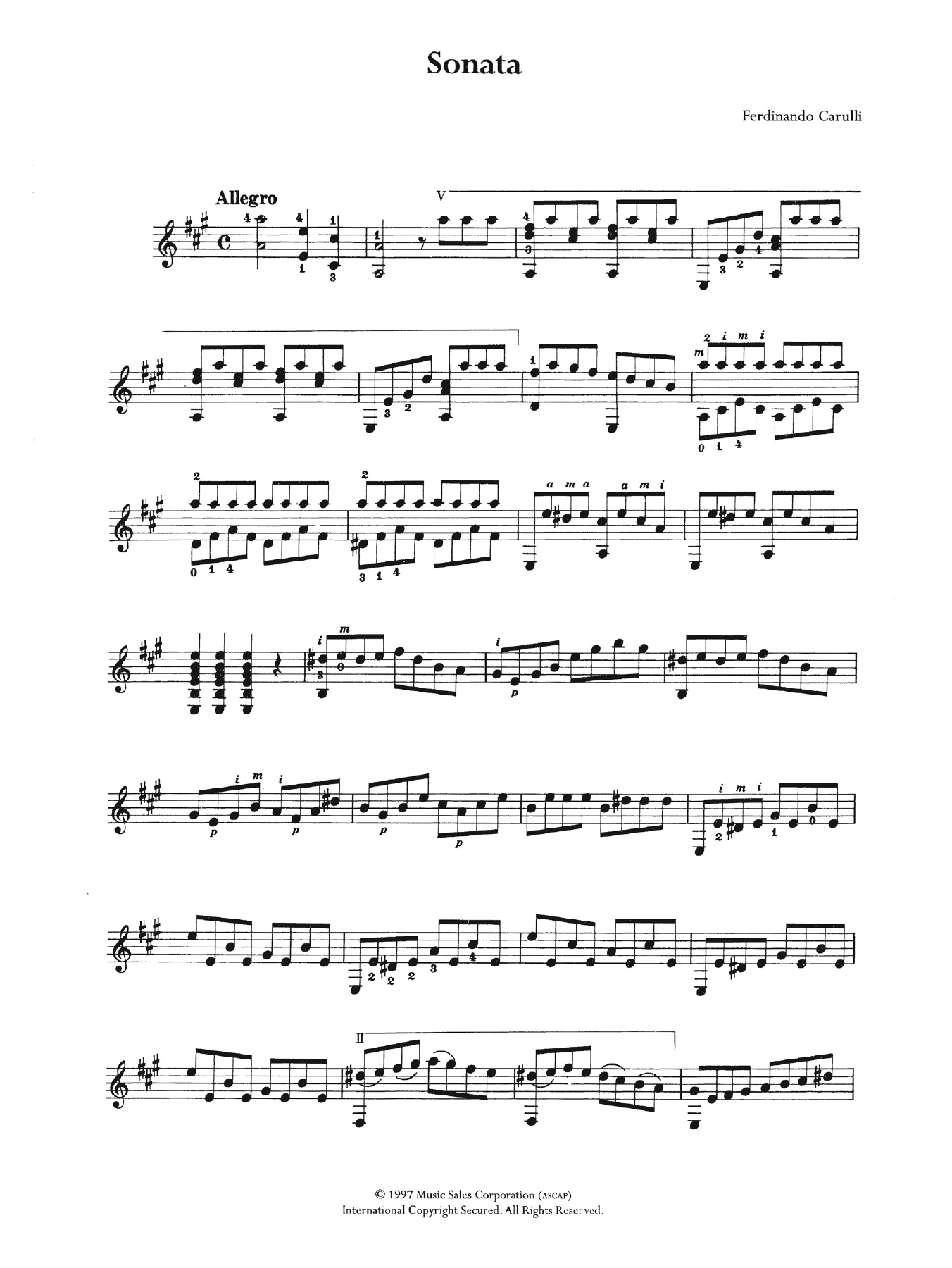 Ferdinando Carulli Sonata Sheet Music Notes & Chords for Guitar - Download or Print PDF