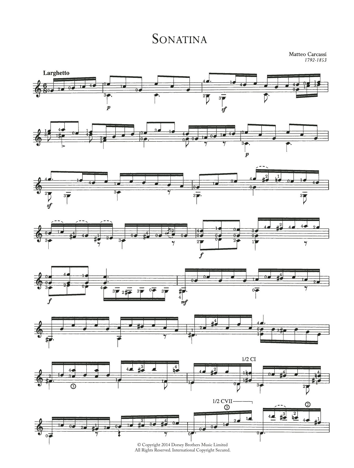 Ferdinando Carulli Sonatina Sheet Music Notes & Chords for Guitar - Download or Print PDF