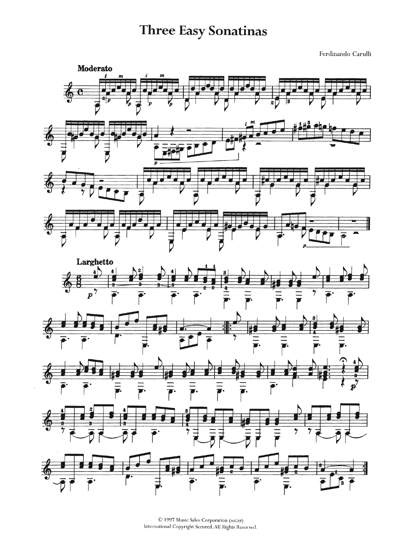 Ferdinando Carulli Three Easy Sonatinas Sheet Music Notes & Chords for Guitar - Download or Print PDF