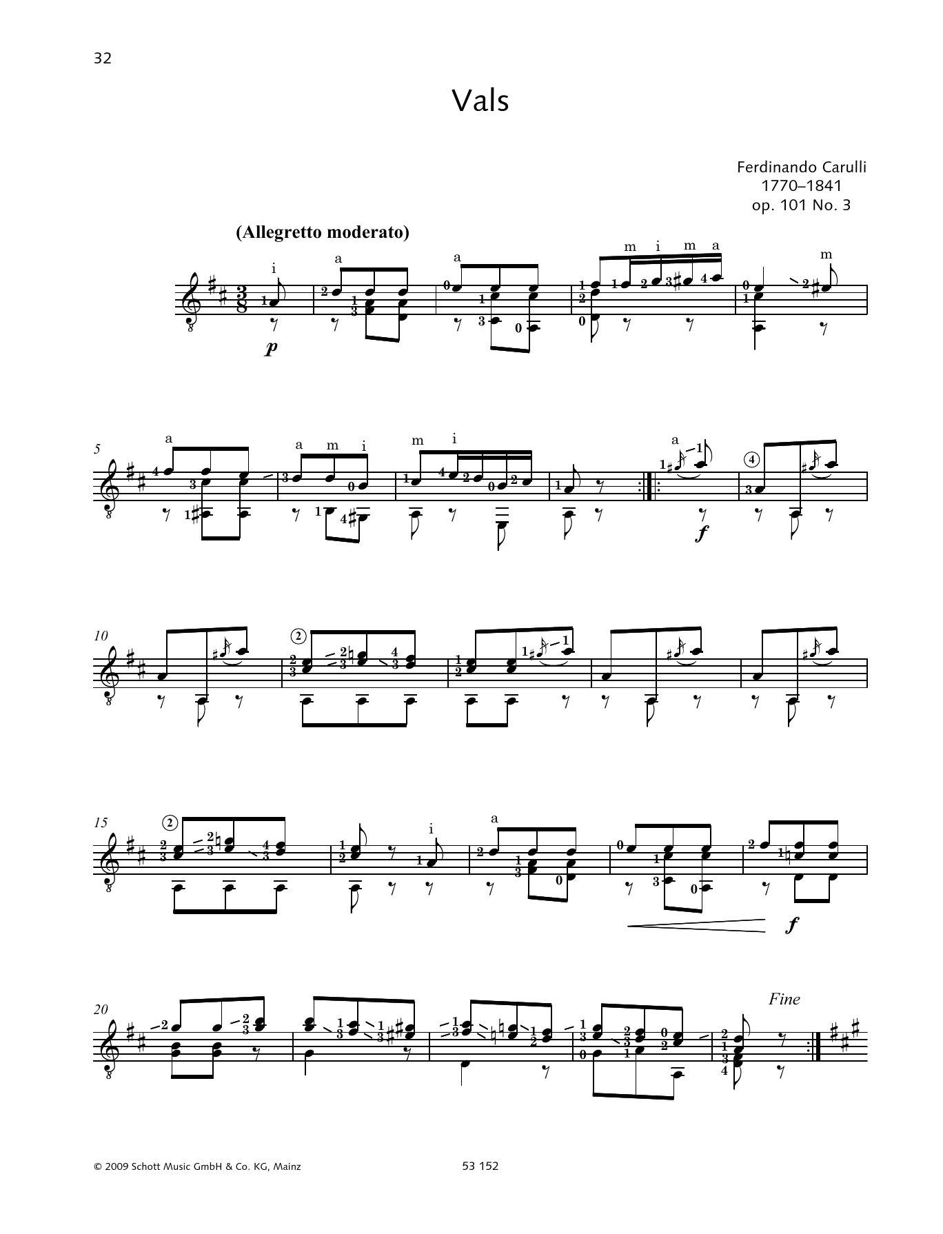 Ferdinando Carulli Vals Sheet Music Notes & Chords for Solo Guitar - Download or Print PDF