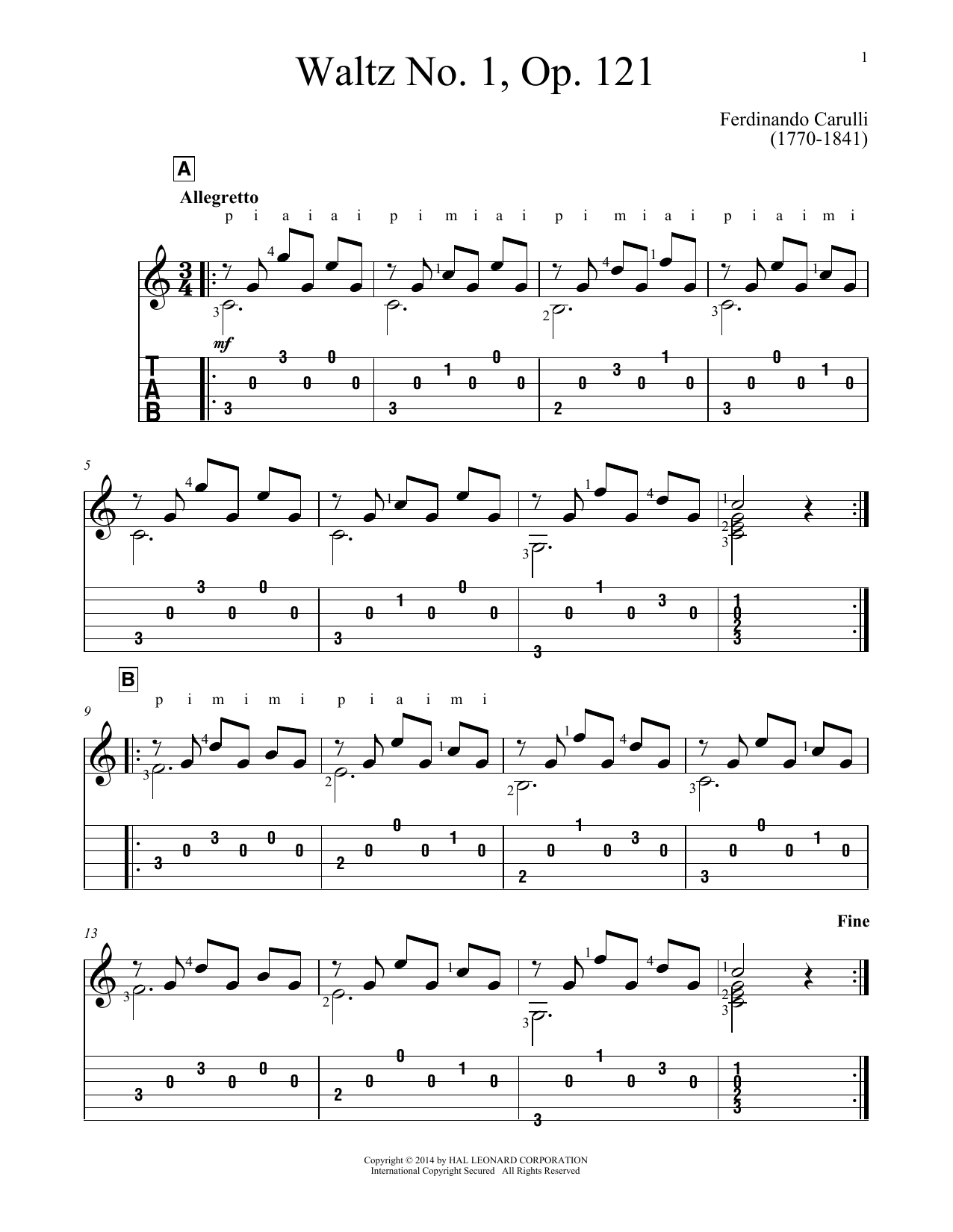 John Hill Waltz No. 1 Sheet Music Notes & Chords for Guitar Tab - Download or Print PDF