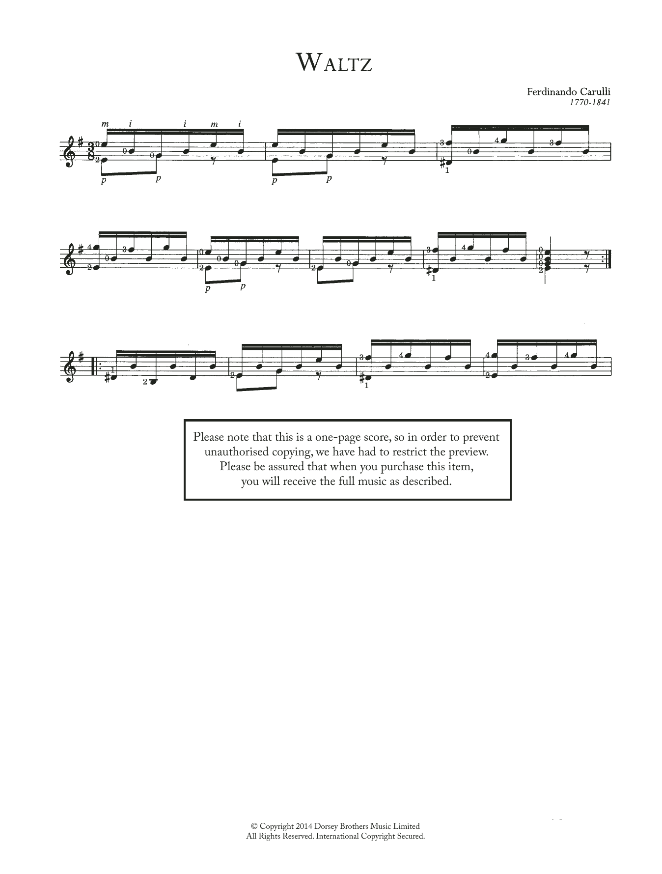 Ferdinando Carulli Waltz Sheet Music Notes & Chords for Guitar - Download or Print PDF