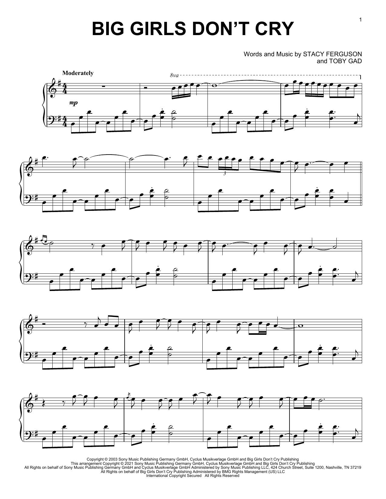 Fergie Big Girls Don't Cry [Classical version] Sheet Music Notes & Chords for Piano Solo - Download or Print PDF