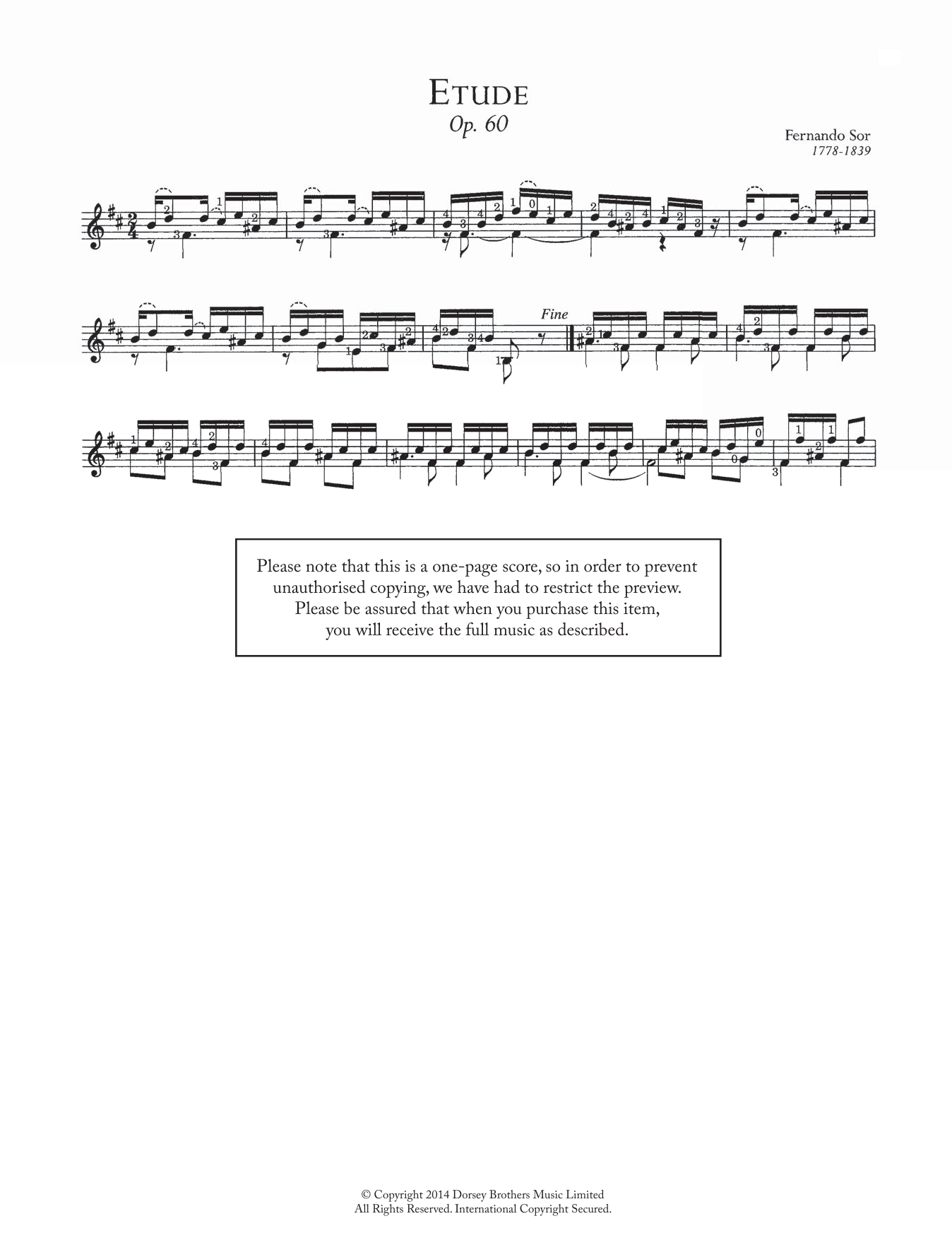 Fernando Sor Etude, Op.60 Sheet Music Notes & Chords for Guitar - Download or Print PDF