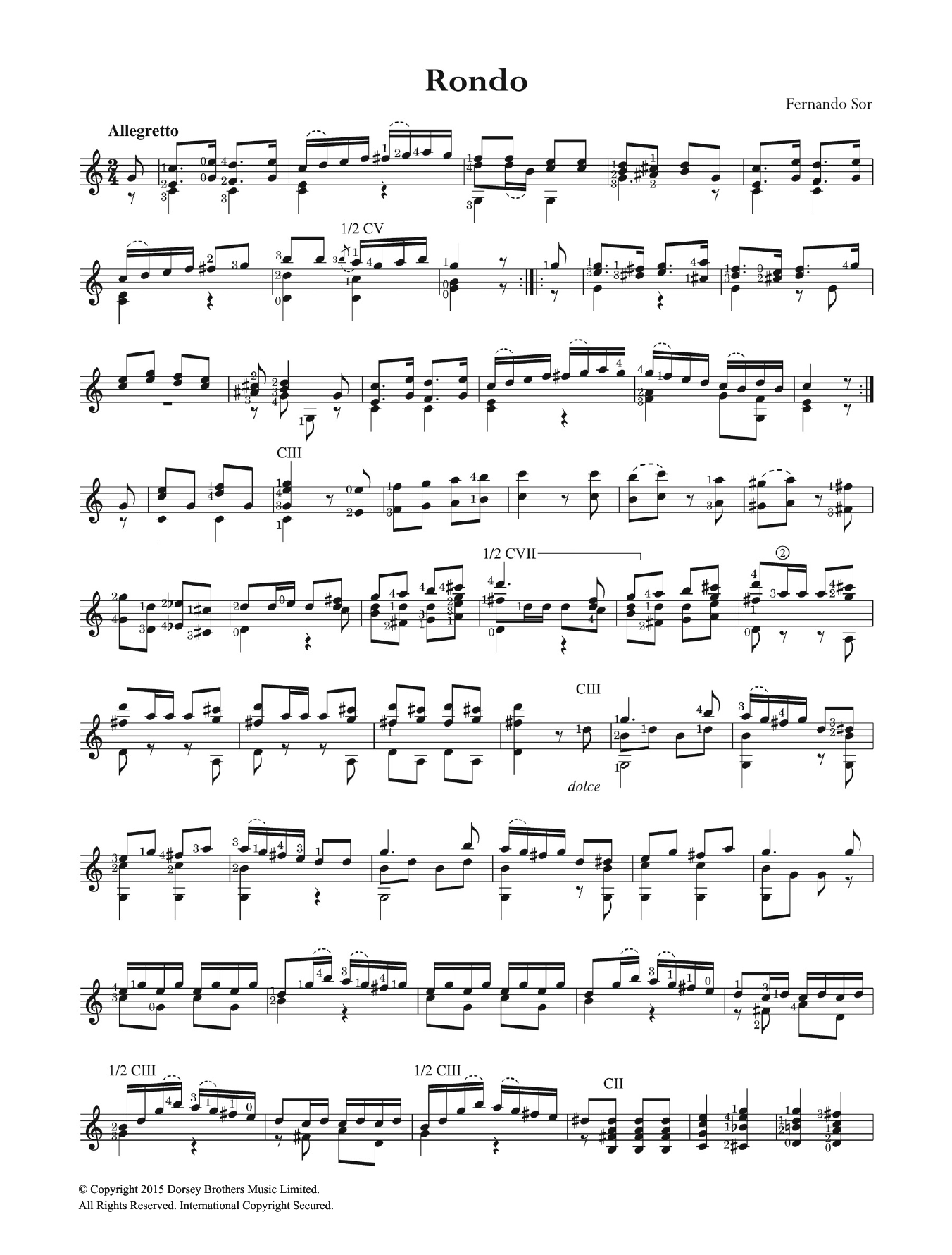 Fernando Sor Rondo Sheet Music Notes & Chords for Guitar - Download or Print PDF