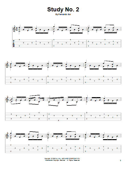 Fernando Sor Study No. 2 Sheet Music Notes & Chords for Guitar Tab - Download or Print PDF Fernando Sor Study No. 2 Sheet Music Notes & Chords for Guitar Tab - Download or Print PDF