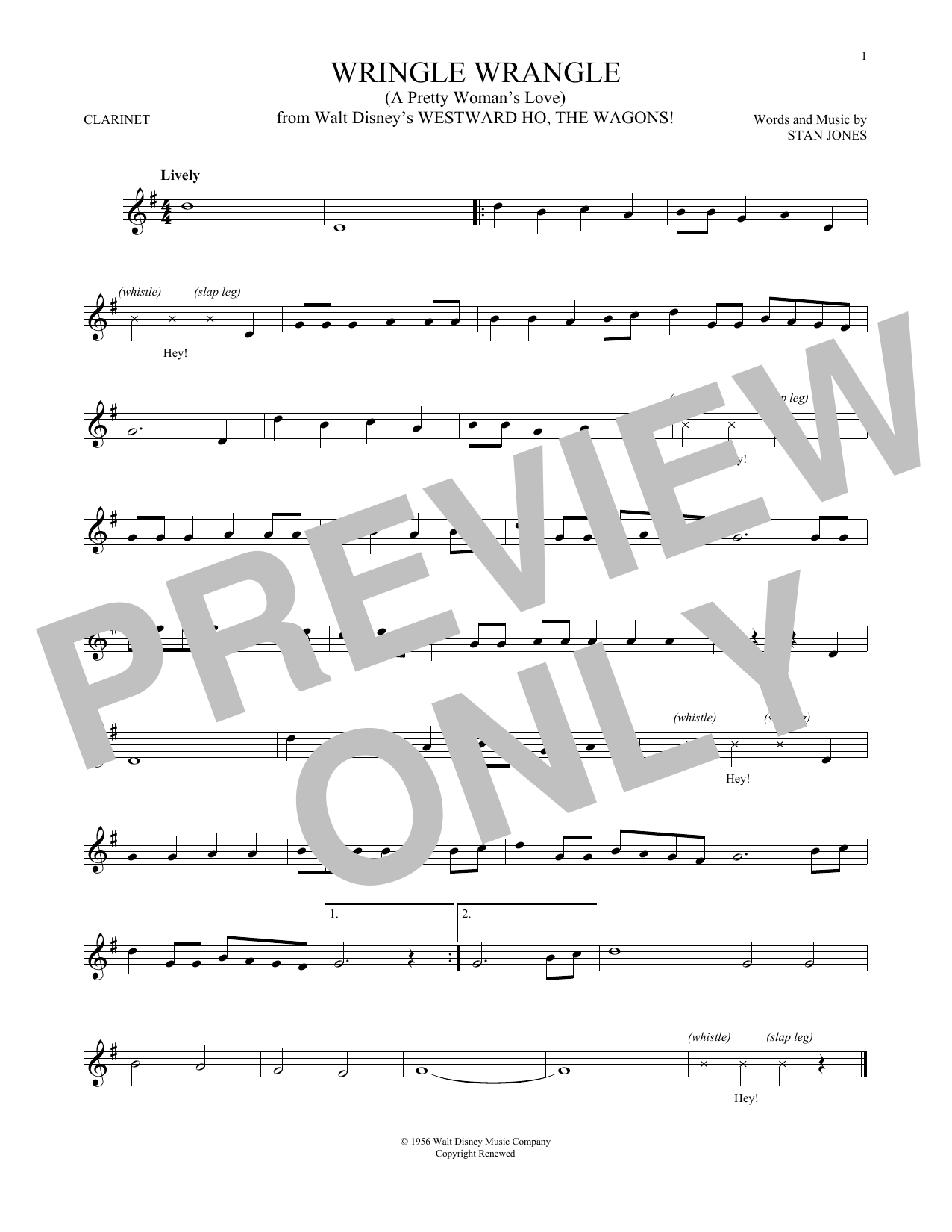 Stan Jones Wringle Wrangle (A Pretty Woman's Love) Sheet Music Notes & Chords for Trumpet - Download or Print PDF