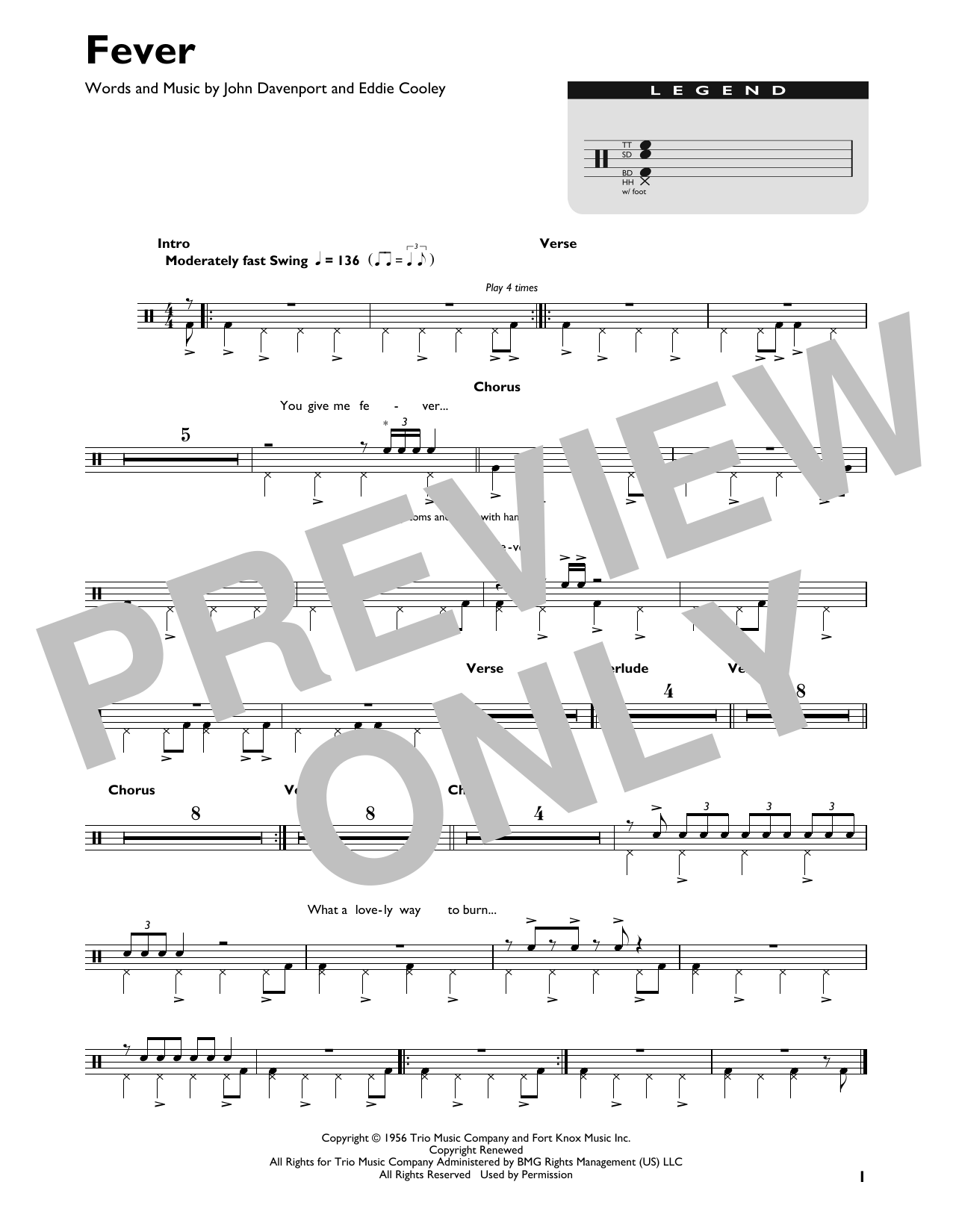 Preview Eva Cassidy Fever Jazz sheet music, notes and chords for Piano, Vocal & Guitar, SKU: 21897 Fever sheet music