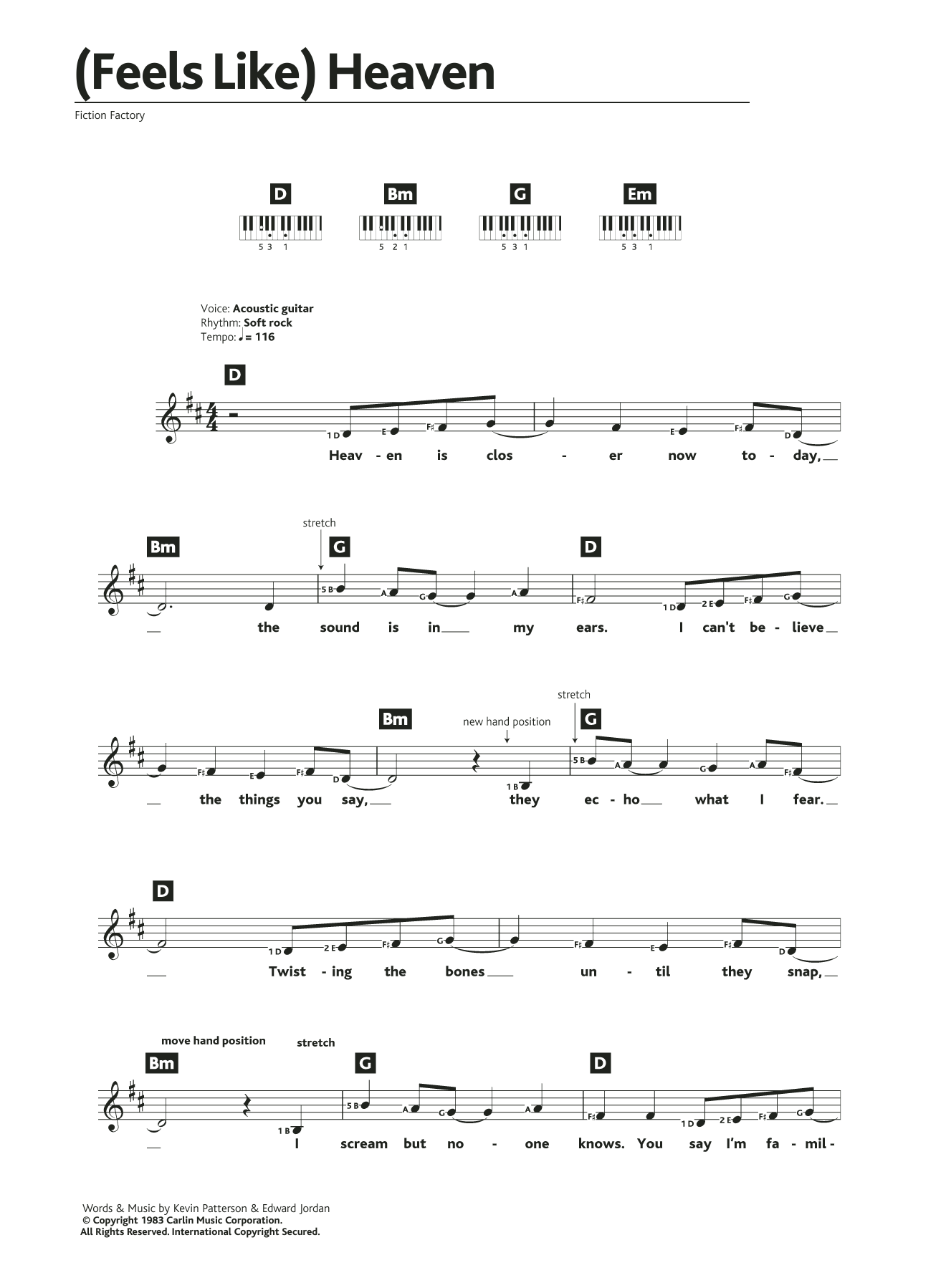 Fiction Factory (Feels Like) Heaven Sheet Music Notes & Chords for Keyboard - Download or Print PDF