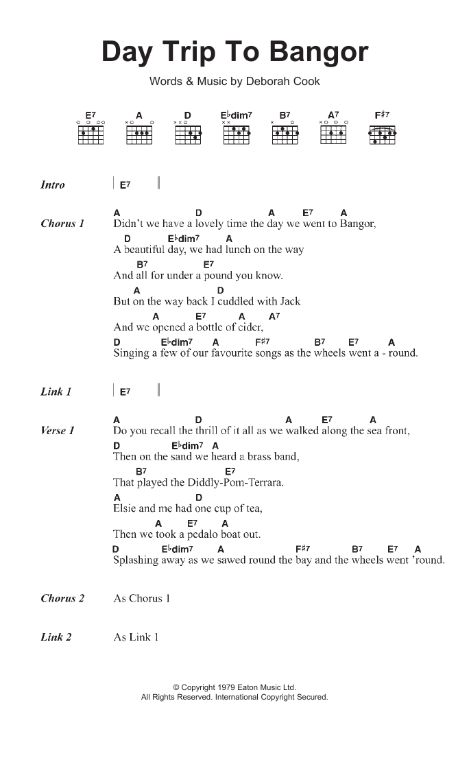 Fiddler's Dram Day Trip To Bangor Sheet Music Notes & Chords for Guitar Chords/Lyrics - Download or Print PDF