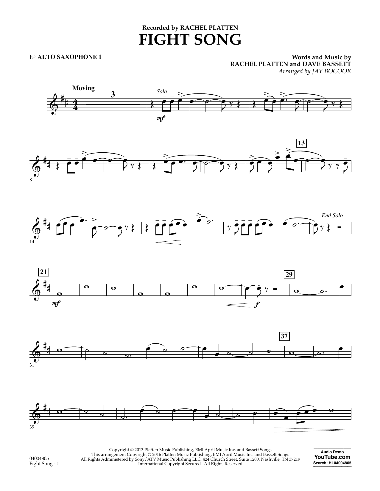 Jay Bocook Fight Song Eb Alto Saxophone 1 Sheet Music Download Pdf Score 355634