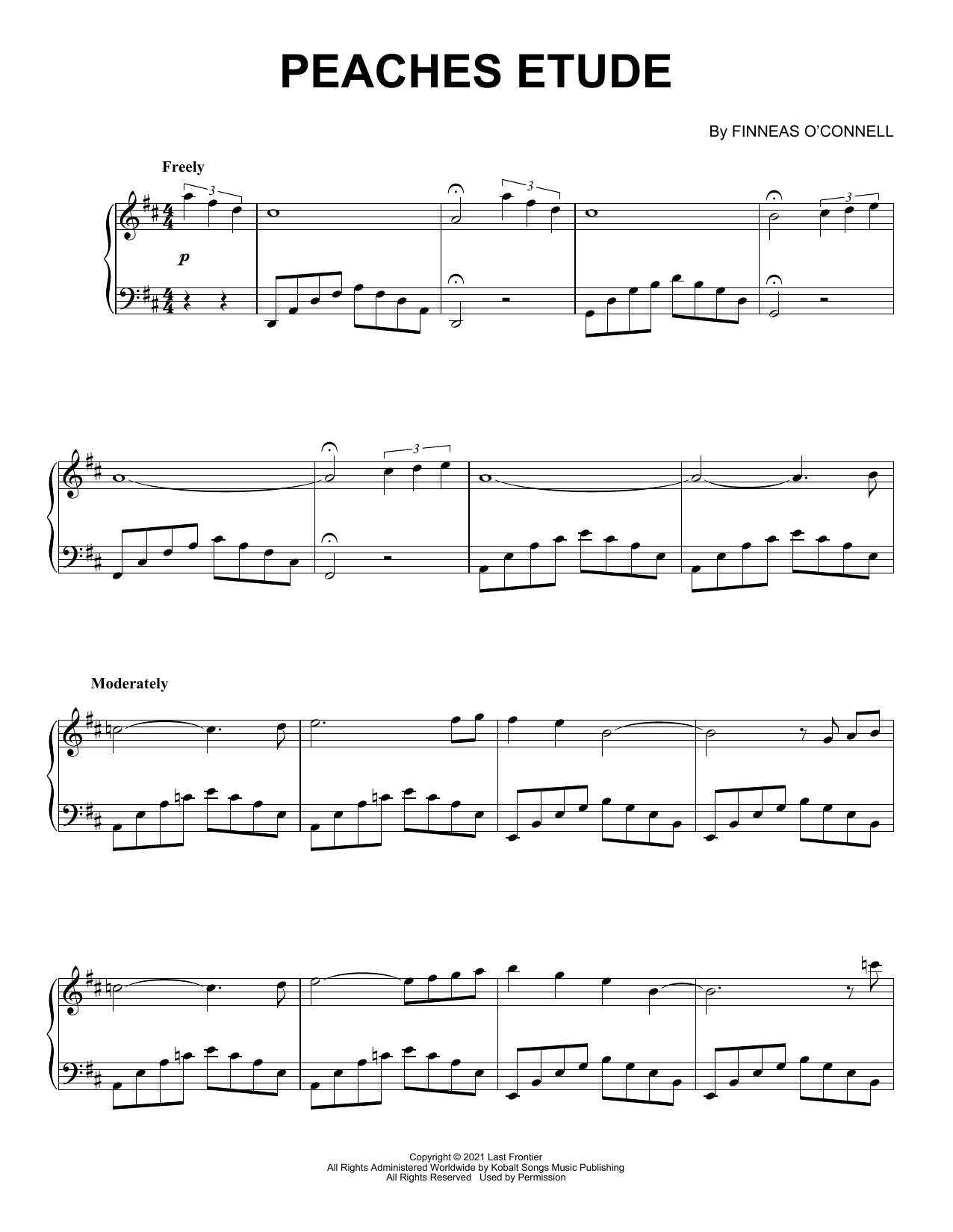 FINNEAS Peaches Etude Sheet Music Notes & Chords for Piano Solo - Download or Print PDF