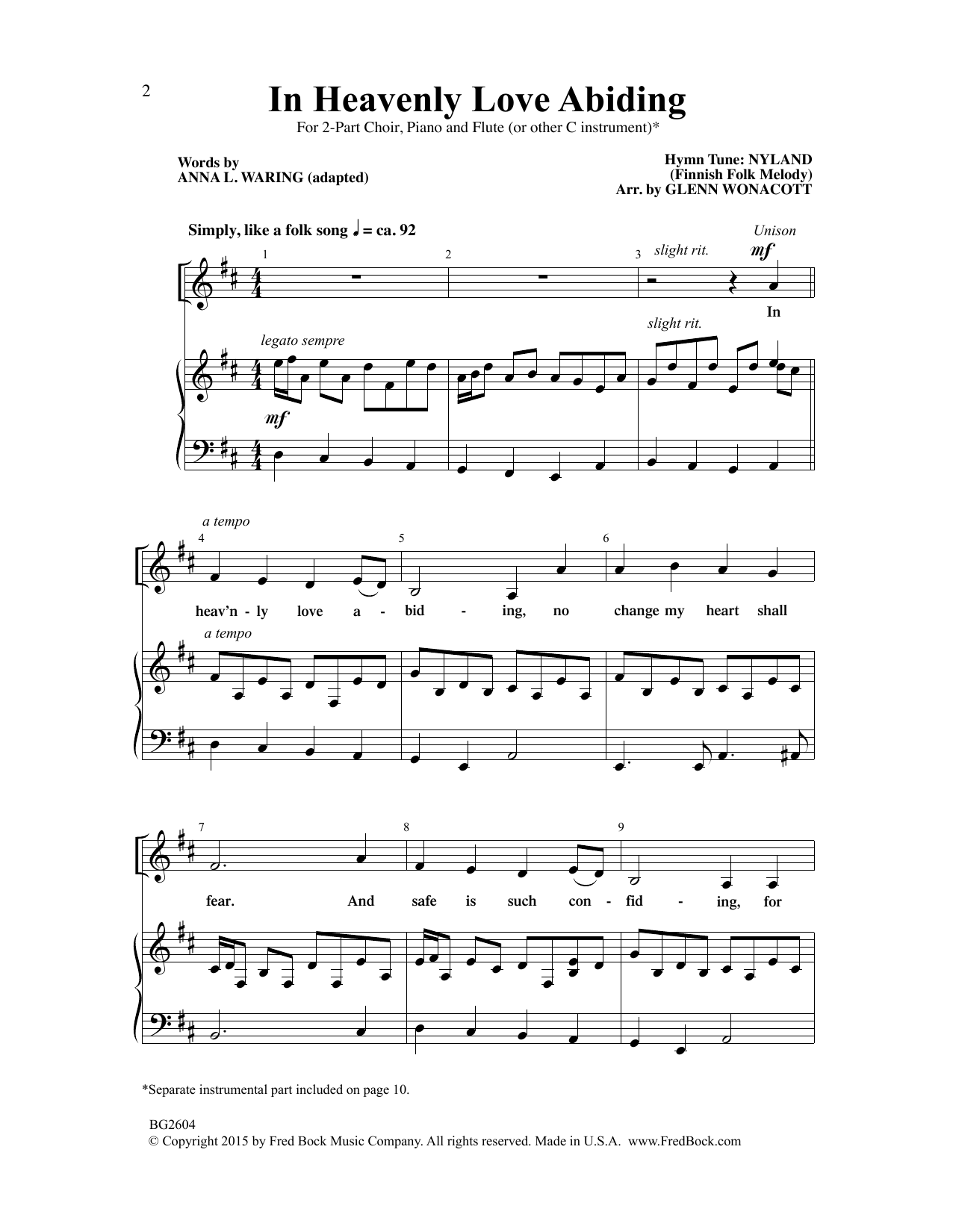 Finnish Folk Melody In Heavenly Love Abiding (arr. Glenn Wonacott) Sheet Music Notes & Chords for SATB Choir - Download or Print PDF